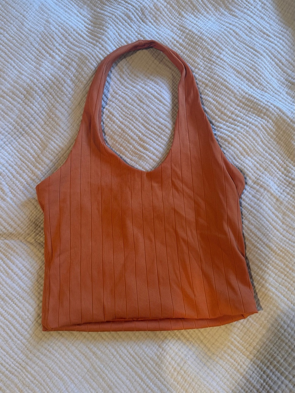 Klassy Network Rust Orange Halter Ribbed Tank